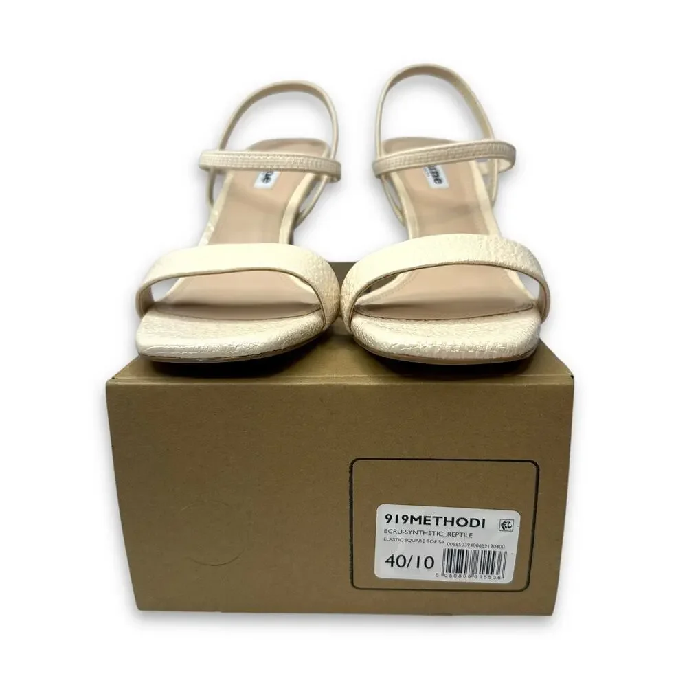 Dune London Methodical Ankle Strap Sandal 40 US 10 Ecru Neutral Reptile Heels